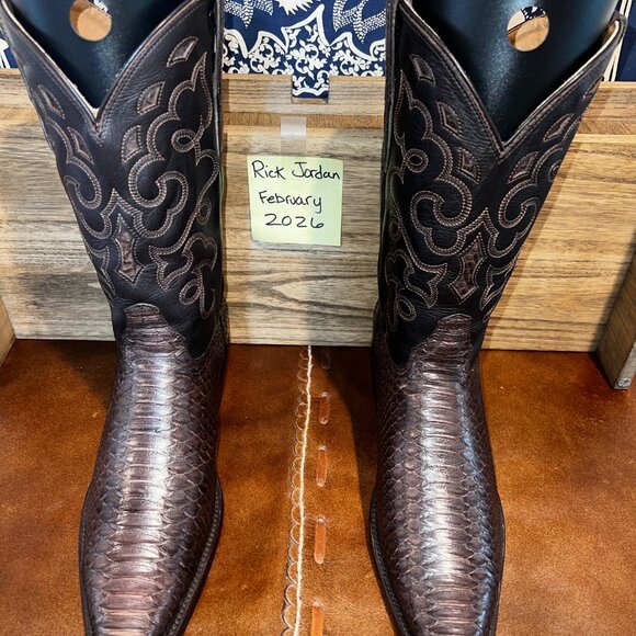 RUJO \'The Jimmy\' Chocolate Python Cowboy Boots in a Snip-Toe & Men\'s Size 11D main image 4
